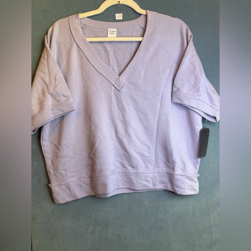 Melrose and Market Light Purple V-Neck Short Sleeve Top